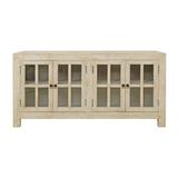 Artissance Reclaimed Wood Shandong Glass Cabinet With 4 Doors & Weathered White Wash Finish, 35 Inch Tall