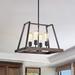 Wood and Oil Rubbed Bronze 4-Light Lantern Chandelier - Wood and Oil Rubbed Bronze