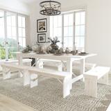 8' x 40" Antique Rustic Folding Farm Table and Six Bench Set