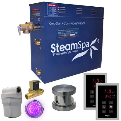 SteamSpa Royal 6 KW QuickStart Steam Bath Generator Package with Built-in Auto Drain in Brushed Nickel