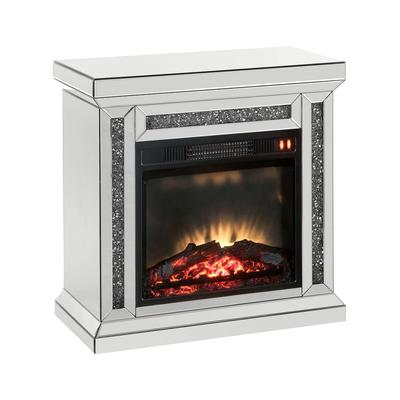ACME Noralie Fireplace in Mirrored and Faux Diamonds