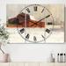 Designart 'Winter in the Barns' Cottage 3 Panels Oversized Wall CLock - 36 in. wide x 28 in. high - 3 panels