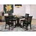 East West Furniture 5 Piece Dining Set- a Round Dining Table with Pedestal and 4 Wood Seat Chairs(Finish Options)