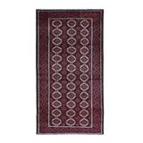 Shahbanu Rugs Vintage Persian Large Baluch Pure Wool Runner Geometric Hand Knotted Oriental Rug (4'4" x 8'0") - 4'4" x 8'0"