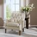 Madison Park Elle Beige Button Tufted Chair