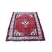 Red Vintage Persian Sarouk Mir Good Condition Repetitive Design with Geometric Pure Wool Hand Knotted Rug (3'7"x5'0")