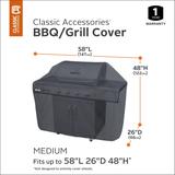 Classic Accessories Water-Resistant 58 Inch BBQ Grill Cover with Coiled Grill Brush & Magnetic LED Light