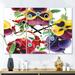Designart 'Floral Botanical Retro VIII' Oversized Mid-Century wall clock - 3 Panels - 36 in. wide x 28 in. high - 3 Panels