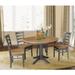 36" Round Solid Wood Extension Dining Table with 4 Dining Chairs - N/A