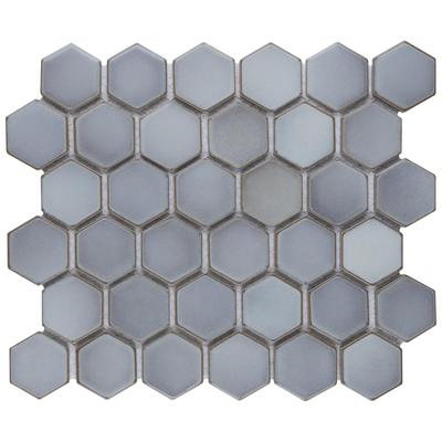 Merola Tile Hudson Due 2" Hex Grey Eye 10-7/8" x 12-5/8" Porcelain Floor and Wall Tile