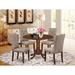 East West Furniture 5 Piece Dining Room Table Set- a Round Dining Table and 4 Linen Fabric Parson Chairs, (Finish Options)