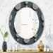 Designart 'Circles Abstract Technology' Printed Mid-Century Oval or Round Wall Mirror - Grey/Silver