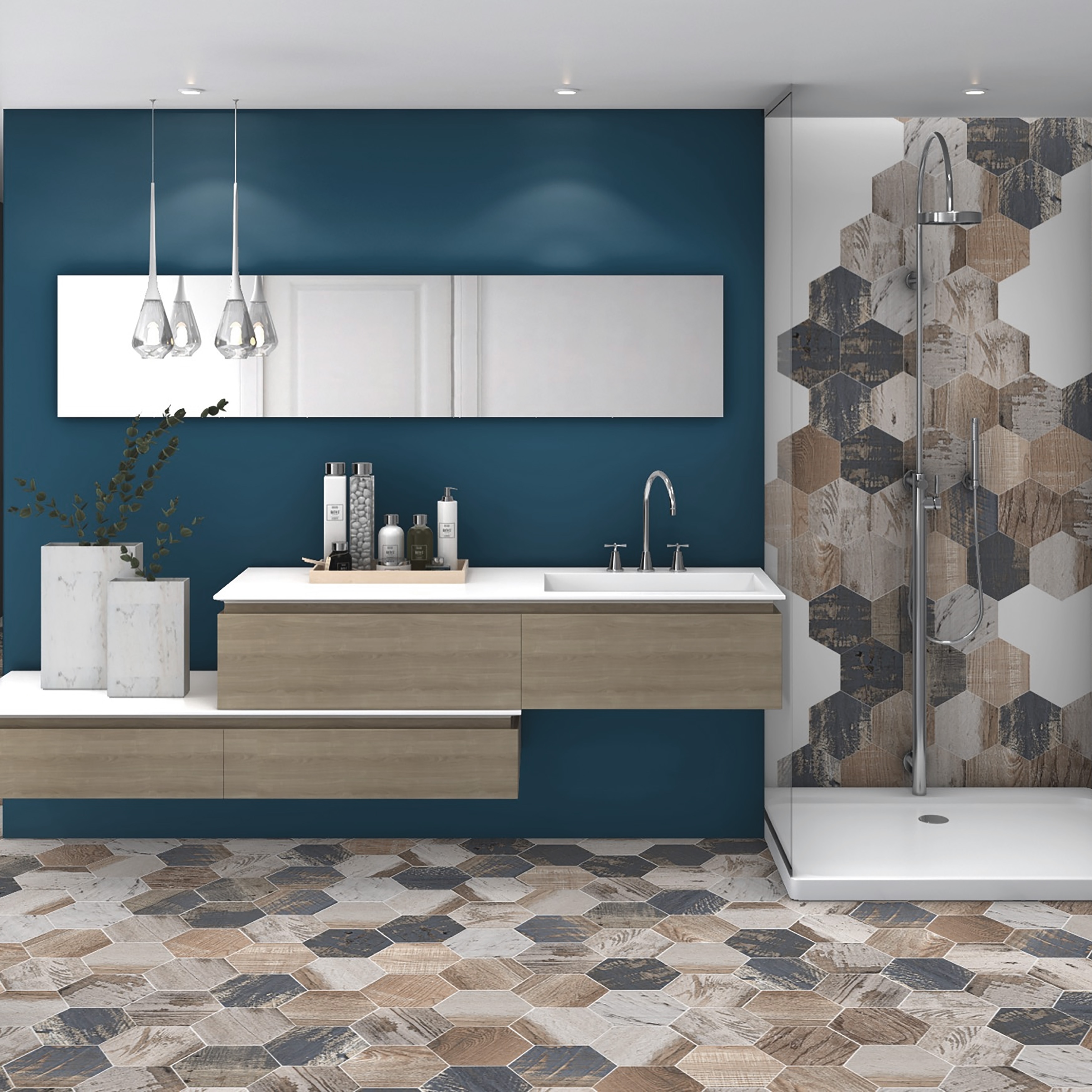 Merola Tile Gaugin Hex Catan Shadow 8-5/8" x 9-7/8" Porcelain Floor and Wall Tile