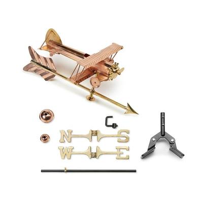 Biplane Pure Copper Garden Weathervane with Garden Pole by Good Directions