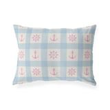 ANCHOR GALORE LIGHT BLUE AND PINK Indoor|Outdoor Lumbar Pillow By Kavka Designs - 20X14