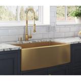Ruvati 30-inch Apron-Front Farmhouse Kitchen Sink - Tone Matte Gold Stainless Steel Single Bowl - 8' x 11'