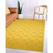 Handmade Polyester Yellow Transitional Trellis Reversible Moroccan Outdoor Rug - 5' x 8'