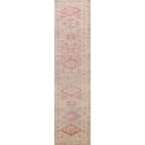 Geometric Muted Authentic Oushak Turkish Wool Runner Rug Hand-knotted - 2'2" x 11'10"