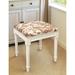 Caramel Tuscan Floral Vanity Stool with White Frame