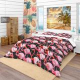 Designart 'Colorful Flamingo' Tropical Bedding Set - Duvet Cover & Shams