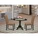 East West Furniture Dining Room Furniture Set Contains a Round Dining Table and Linen Fabric Chairs, (Finish & Pieces Options)