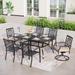 7-Pcs Outdoor Dining Set: Steel Combo Dining Chairs with Cushion and 6-Person Umbrella Table