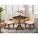 East West Furniture 3 Piece Modern Table Set Contains a Round Table with Pedestal and 2 Linen Fabric Chairs, (Finish Option