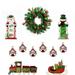 Fraser Hill Farm Bright Christmas 6-Piece Decorating Kit: Wreath, Train, Sleigh, Lit Ho Ho Ho and Let it Snow, Ornaments