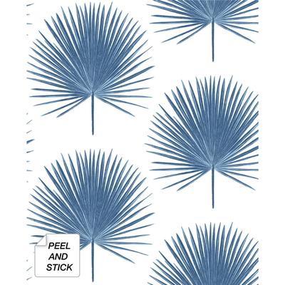 NextWall Blue Palmetto Palm Peel and Stick Removable Wallpaper - 20.5 in. W x 18 ft. L