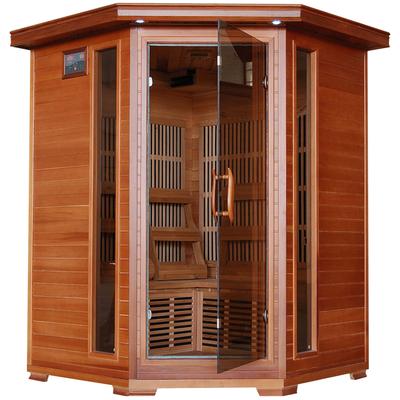 HeatWave Hudson Bay 3-Person Cedar Corner Infrared Sauna with 7 Carbon Heaters