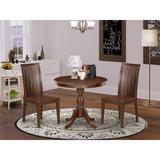 East West Furniture 3 Piece Dining Set Contains a Round Table with Pedestal and 2 Kitchen Chairs,(Finish & Seats Type Option)