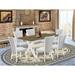 East West Furniture 7 Piece Dinette Set- a Dining Table and 6 Linen Fabric Parson Dining Chairs.(Pieces Options)