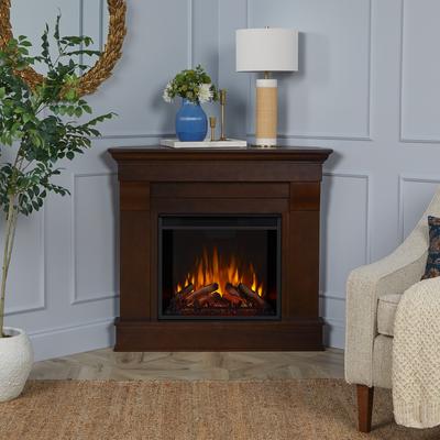 Chateau 41" Dark Walnut Corner Electric Fireplace by Real Flame