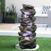 4-Tier Outdoor Water Fountain with LED Lights for Home Garden Decor