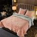 KASENTEX Quilted Comforter Set with Stylish Ruffled Edge Trim Nostalgic Design Microfiber Soft Warm Bedding