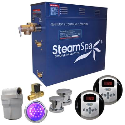 SteamSpa Royal 10.5 KW QuickStart Steam Bath Generator Package with Built-in Auto Drain in Polished Chrome