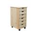 Adeptus Original Roll Cart, Solid Wood, 6 Drawer Roll Cart, Unfinished