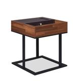 ACME Sonia Side Table in Walnut and Sandy Black