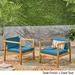 Newbury Outdoor Acacia Wood Club Chairs with Cushions (Set of 2) by Christopher Knight Home
