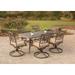 Hanover Outdoor Traditions 7-Piece Dining Set with Six Swivel Dining Chairs and a Large 72 x 38 in. Dining Table