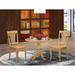 East West Furniture 3 Piece Kitchen Table Set Contains a Round Dining Room Table and 2 Dining Chairs,(Finish & Seat Options)