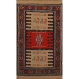 Tribal Sumak Kilim Persian Area Rug Wool Hand-Woven Foyer Carpet - 3'5" x 5'8"