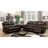 Eliv Transitional Brown Faux Leather 3-Piece Reclining Sofa Set with USB by Furniture of America