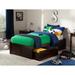 Concord Twin XL Platform Bed with Footboard and 2 Bed Drawers in Walnut
