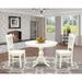 East West Furniture Dining Table Set- a Round Kitchen Table wand Dinette Chairs, Linen White (Pieces & Seat Options)