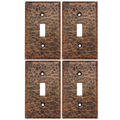 Premier Copper Products Copper Switchplate Single Toggle Switch Cover - Quantity 4 (ST1_PKG4) - Brown