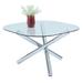 Somette Leah Chrome-finish Metal and Glass Square Round-corner Dining Table