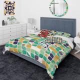 Designart 'geometric pattern with leaves and flowers' Mid-Century Modern Duvet Cover Comforter Set