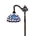 Vinn 11-inch Blue/White Flower Design Glass/Bronze Tiffany-Style Reading Lamp