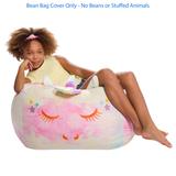 Stuffed Animal Storage Bean Bag Chair Cover only for Kids, Toy Holder